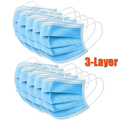 China Blue 3 ply Disposable Face Masks Elastic Earloop Type Mask supplier